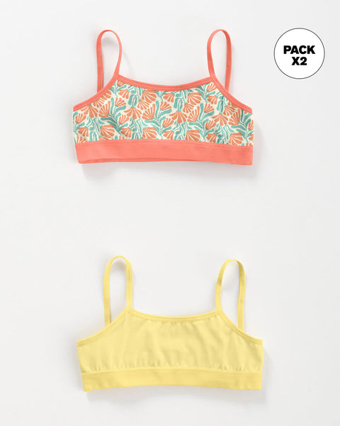 Top niña paquete x 2#color_s13-coral-estampado-amarillo