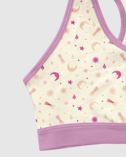 Top con espalda deportiva elaborado en algodón para niña#color_b24-marfil-estampado-lunas