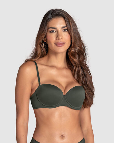 Brasier strapless con arco de realce suave#color_249-verde-militar