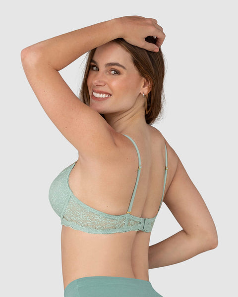 Brasier de realce suave en encaje con cargaderas multiusos#color_620-verde-claro