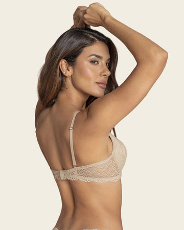 Brasier de realce suave en encaje con cargaderas multiusos#color_802-cafe-claro