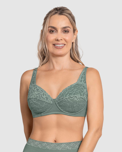 Brasier triangular con copas en encaje y espalda en tela lisa#color_198-verde-empolvado