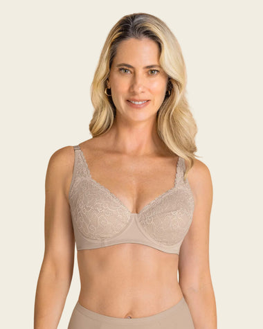 Brasier triangular con copas en encaje y espalda en tela lisa#color_802-cafe-claro