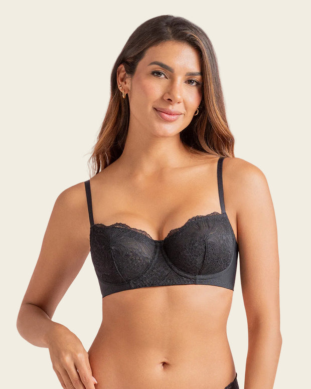 Brasier con copas en encaje y espalda en tul
