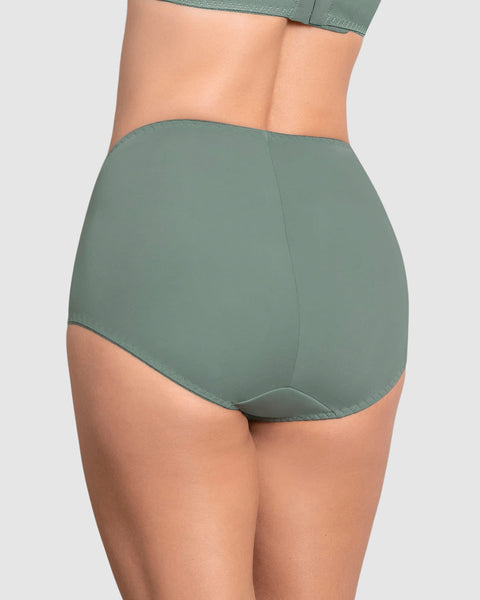 Panty clásico de control suave con toques de encaje en abdomen#color_198-verde-empolvado