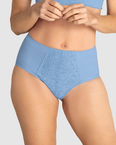 Panty clásico de control suave con toques de encaje en abdomen#color_b47-azul
