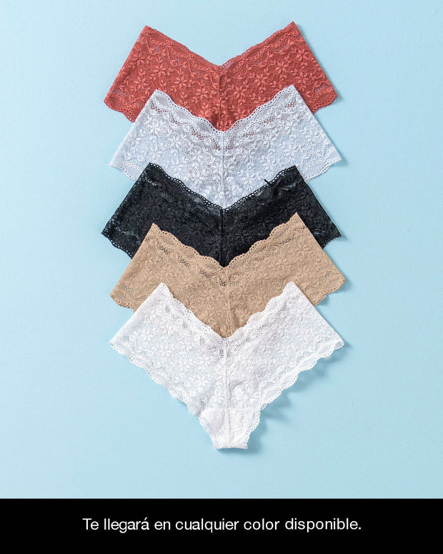 Panty estilo hipster en encaje moderno semidescaderado llega en color disponible