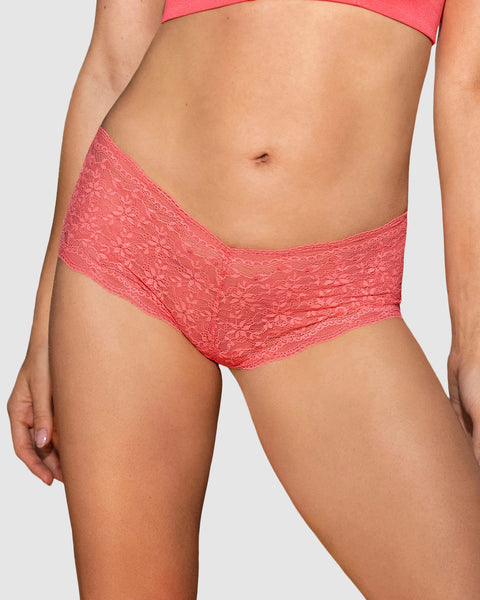 Panty estilo hipster en encaje sexy con refuerzo en algodón#color_244-coral