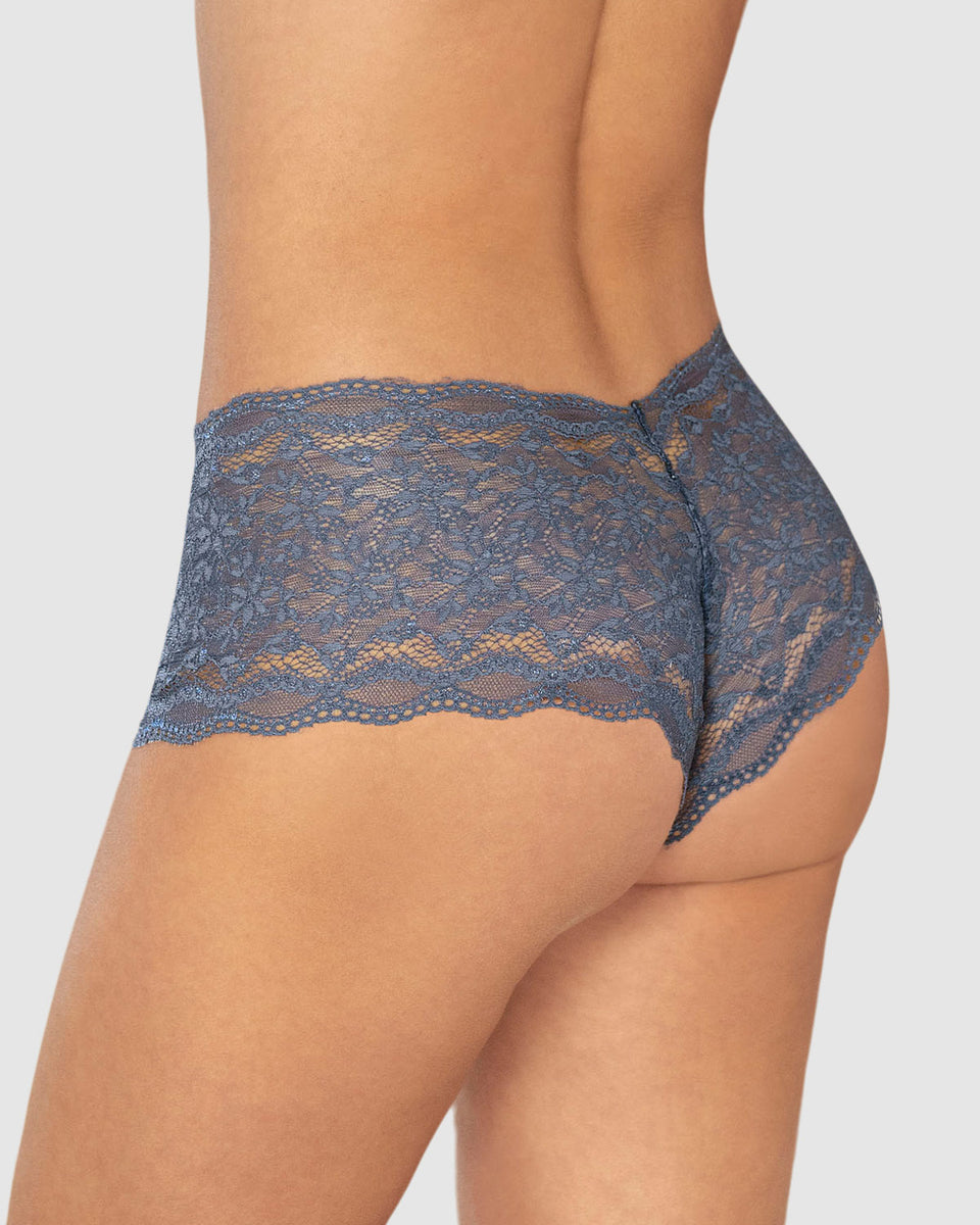 Panty estilo hípster en encaje sexy con refuerzo en algodón
