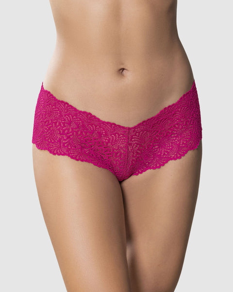 Panty estilo hípster en encaje sexy con refuerzo en algodón#color_954-fucsia