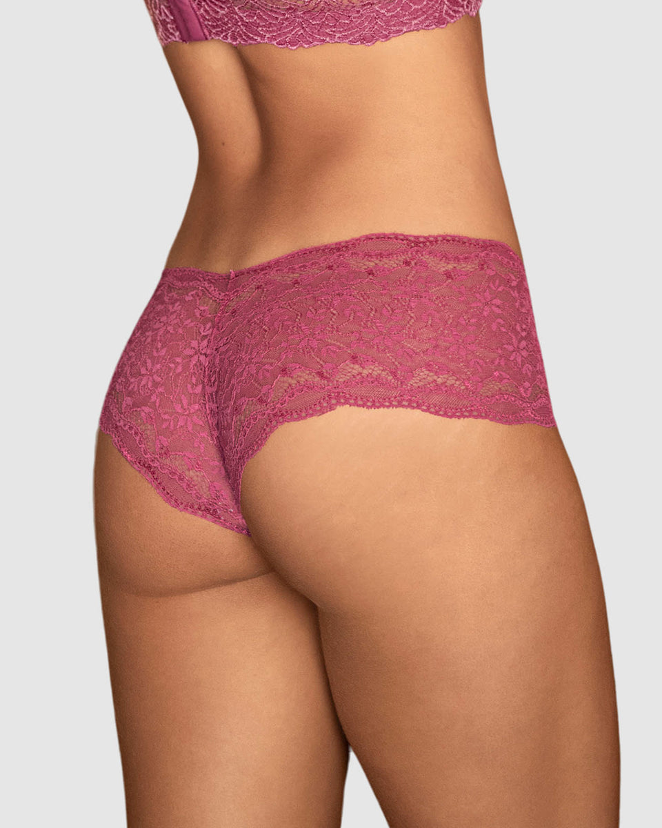 Panty estilo hípster en encaje sexy con refuerzo en algodón