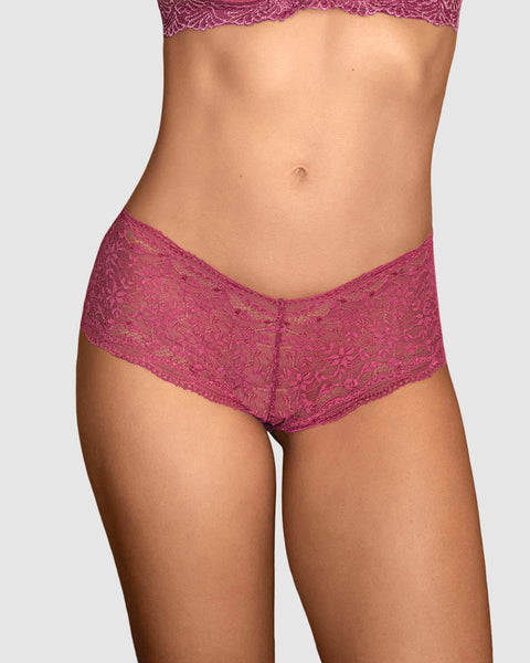 Panty estilo hípster en encaje sexy con refuerzo en algodón#color_a80-rosado-frambuesa