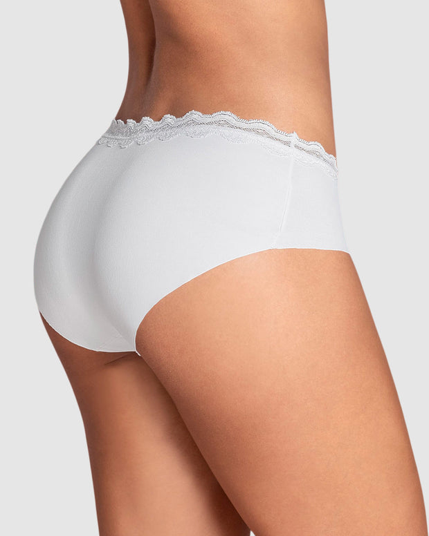Panty hípster con encaje en cintura tiro medio