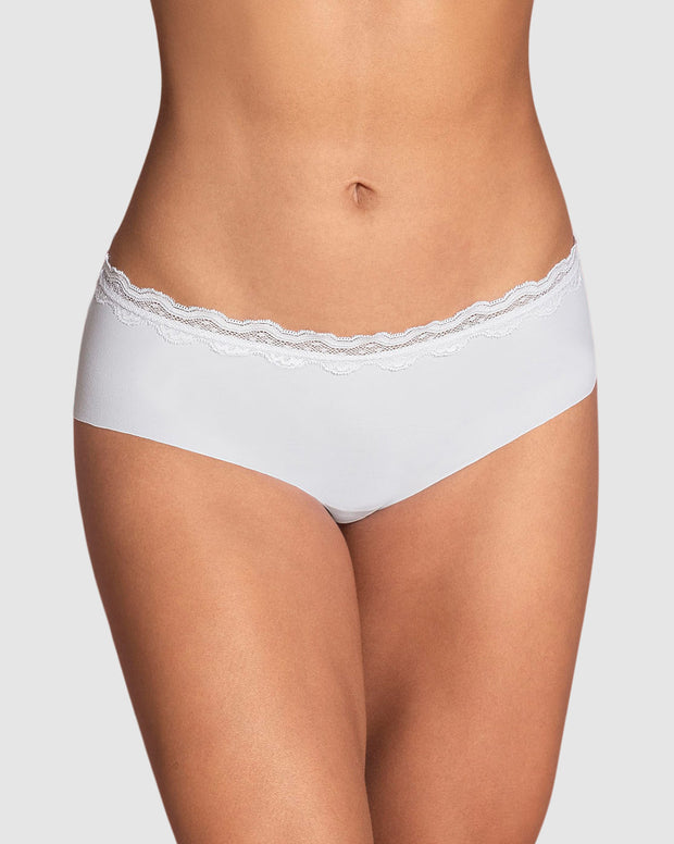 Panty hípster con encaje en cintura tiro medio