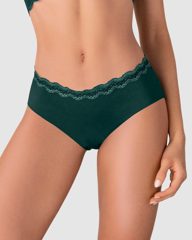 Panty hípster con encaje en cintura tiro medio
