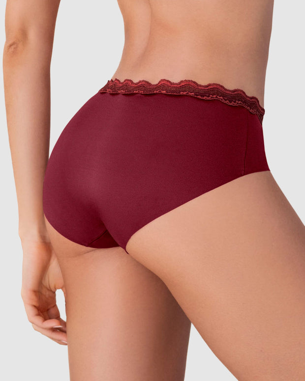 Panty hípster con encaje en cintura tiro medio