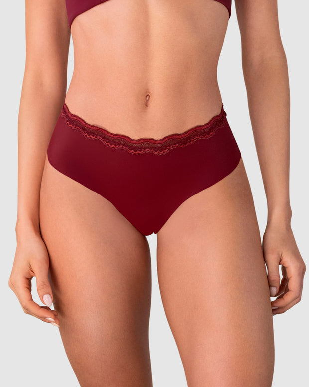 Panty hípster con encaje en cintura tiro medio