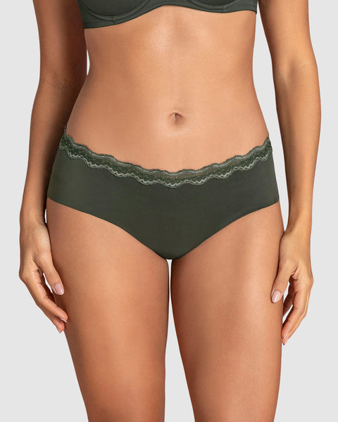 Panty hípster con encaje en cintura tiro medio#color_249-verde-militar