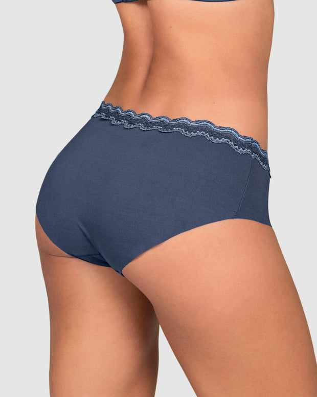 Panty hípster con encaje en cintura tiro medio