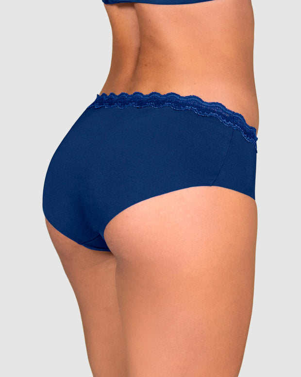 Panty hípster con encaje en cintura tiro medio