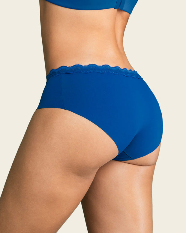 Panty hípster con encaje en cintura tiro medio