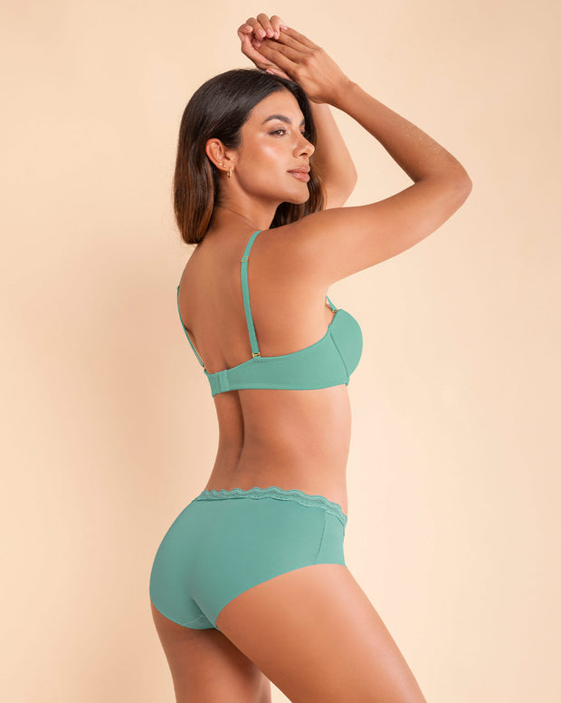 Panty hípster con encaje en cintura tiro medio