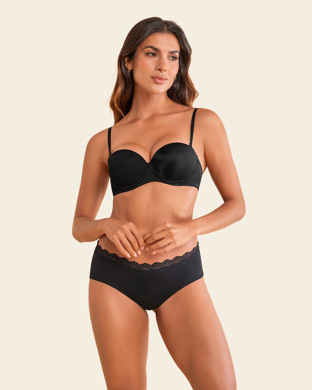 Panty hipster con encaje en cintura tiro medio