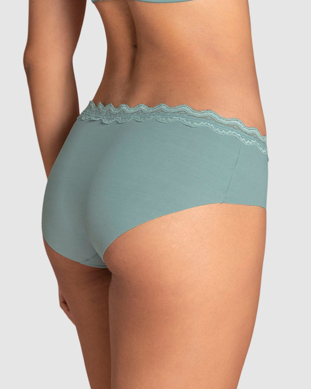 Panty hípster con encaje en cintura tiro medio
