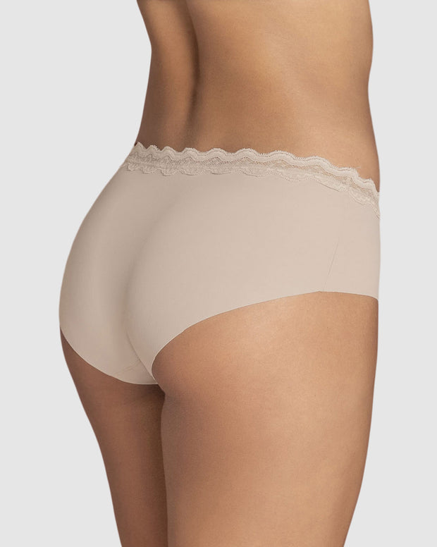 Panty hípster con encaje en cintura tiro medio