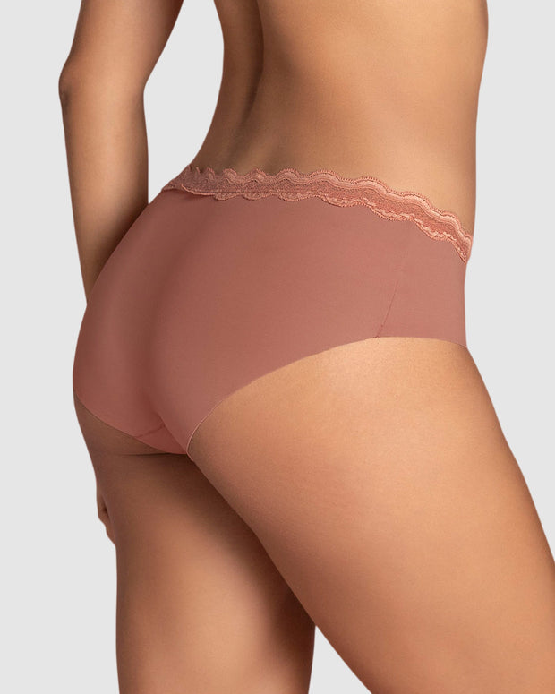 Panty hípster con encaje en cintura tiro medio