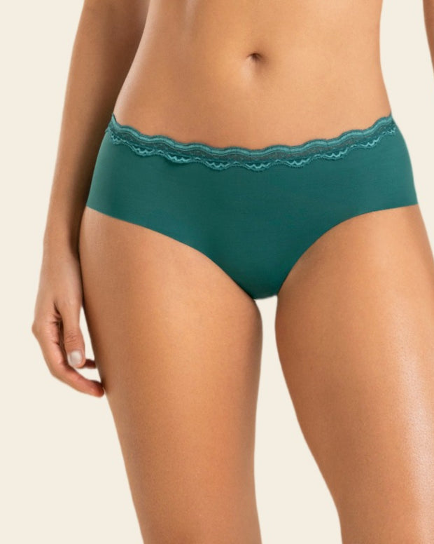 Panty hípster con encaje en cintura tiro medio