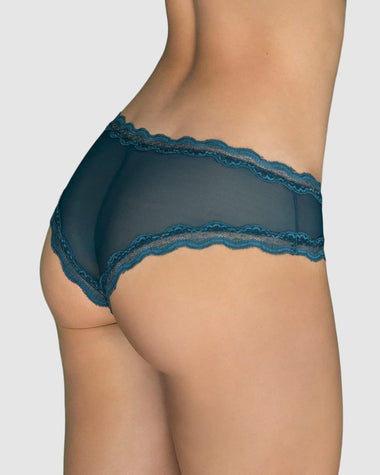 Panty cachetero en tul con toques de encaje suave al tacto#color_660-verde-azul