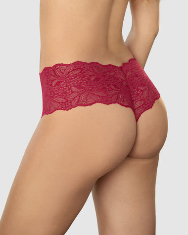 Panty estilo cachetero elaborado en encaje#color_323-rojo
