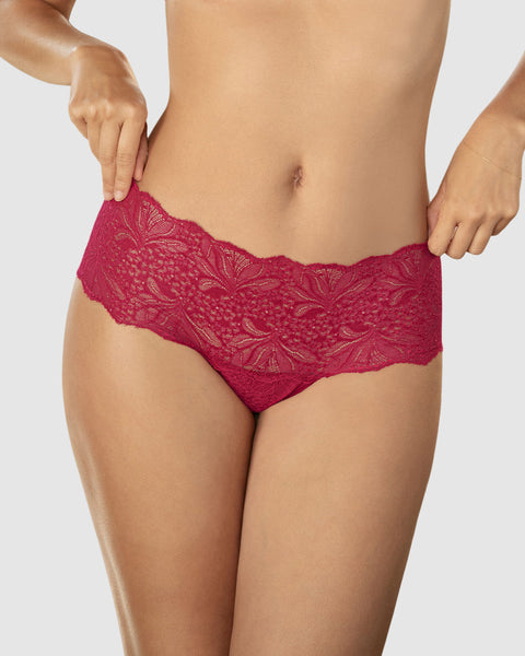 Panty estilo cachetero elaborado en encaje#color_323-rojo