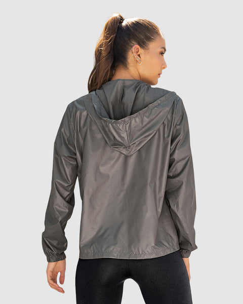 Chaqueta deportiva semi impermeable con capucha#color_720-gris-oscuro