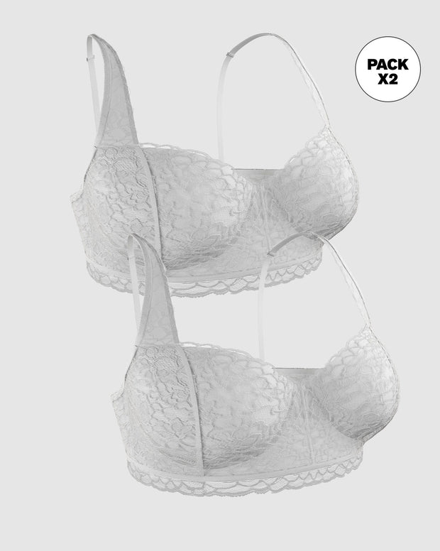Paquete x2 brasieres en encaje ideal para busto pesado sexy support