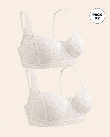 Paquete x2 brasieres en encaje ideal para busto pesado sexy support#color_253-marfil
