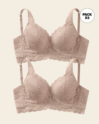 Paquete x2 brasieres en encaje ideal para busto pesado sexy support#color_802-habano
