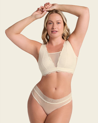 Bralette multiusos sexy siempre en encaje ideal para prótesis de mastectomía#color_253-perla