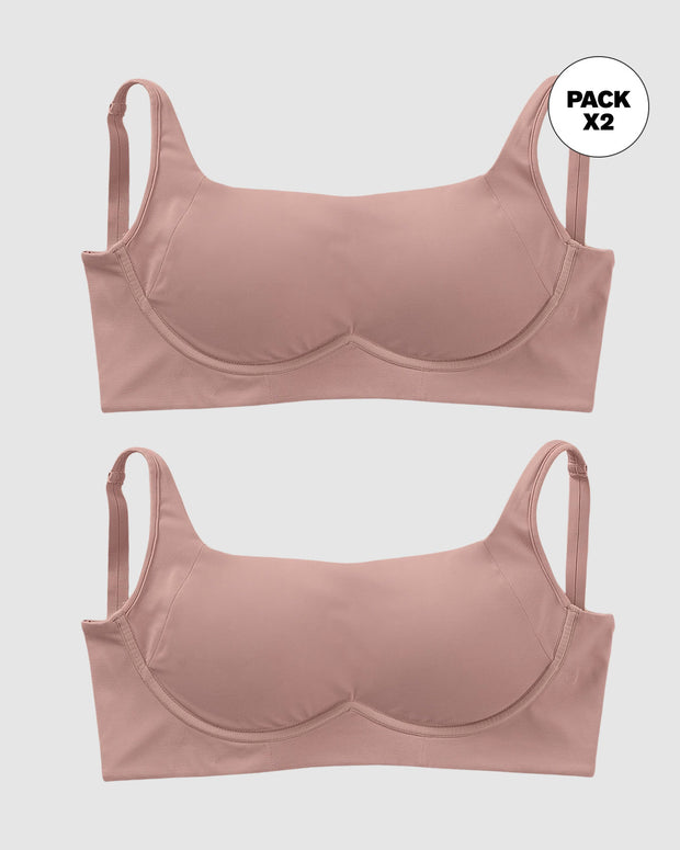 Paquete x2 brasieres sin arco ultracómodo de alto soporte y cubrimiento everyday bra