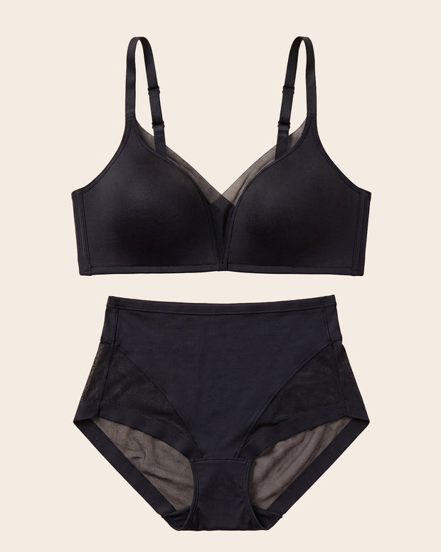 Magical Bra + Panty clásico invisible con tul en Negro