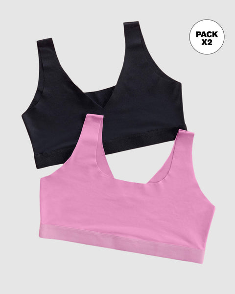 Paquete x 2 tops invisibles doble escote#color_s02-rosado-negro