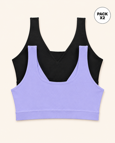Paquete x 2 tops invisibles doble escote#color_s06-morado-claro-negro