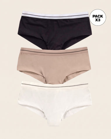 Panties cacheteros paquete x 3 ultracómodos#color_s12-perla-negro-cafe-claro