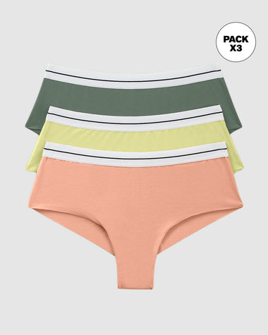 Panties cacheteros paquete x 3 ultracómodos#color_s17-verde-mandarina-verde-claro