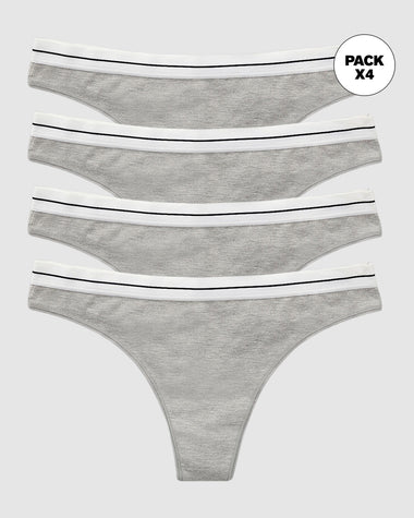 Paquete x 4 brasileras en algodón jaspe con elástico suave en cintura#color_288-gris-jaspe