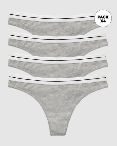 Paquete x 4 brasileras en algodón jaspe con elástico suave en cintura#color_288-gris-jaspe