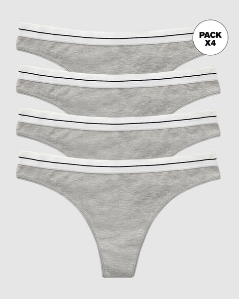 Paquete x 4 brasileras en algodón jaspe con elástico suave en cintura#color_288-gris-jaspe