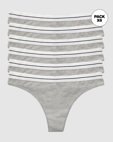 Paquete x 6 brasileras en algodón jaspe con elástico suave en cintura#color_288-gris-jaspe