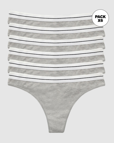 Paquete x 6 brasileras en algodón jaspe con elástico suave en cintura#color_288-gris-jaspe